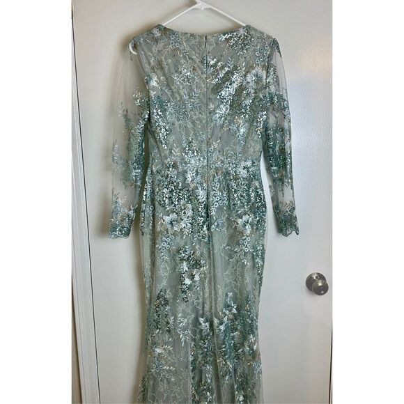 Mac Duggal NWT $698 size 8 EMBELLISHED V NECK ILLUSION LONG SLEEVE GOWN style 67 - Picture 15 of 16